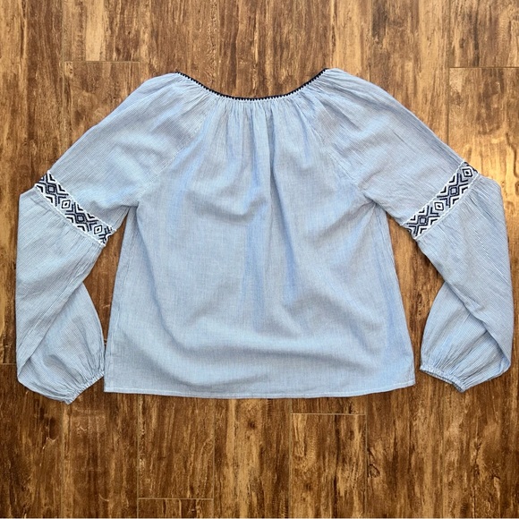 EUC Abercrombie & Fitch peasant blouse blue striped top boho bohemian A&F XSmall - Picture 6 of 9